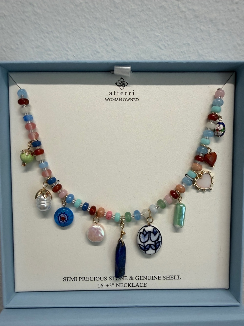 Atterri | Semi-Precious Stone & Genuine Shell Coastal Chic Charm Necklace - Picture 8 of 9